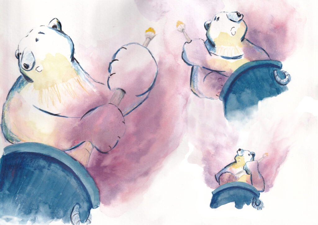 Bear cooking porridge